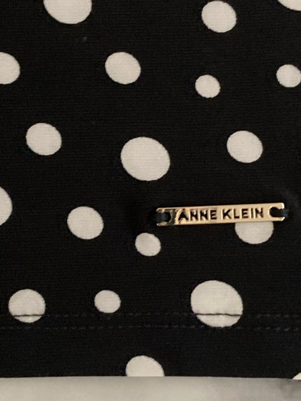 Anne Klein Polka Dot Ruffle Mock Collar Top - Picture 3 of 3